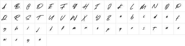 Rockerby Free Regular  glyph index
