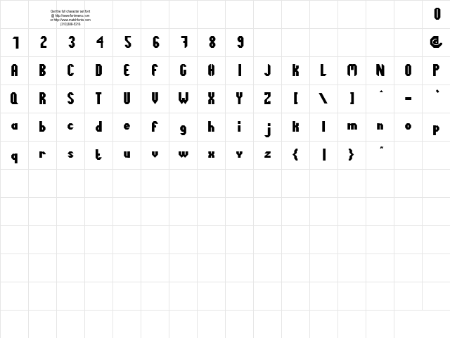 Octogone Tryout Regular  glyph index