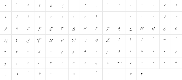 Savage Brush Regular  glyph index