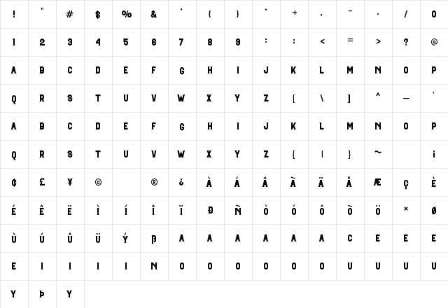Mosherif Low Regular  glyph index
