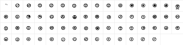AleSignsWhiteLL Regular  glyph index