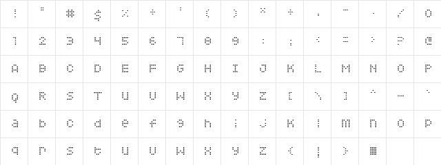 Squarodynamic 01 Regular  glyph index
