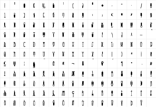 Fucsimile Regular  glyph index