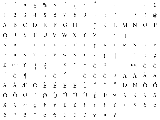 EldoradoText LightSC  glyph index