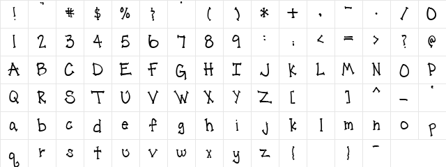 PC Dashing Diva Regular  glyph index