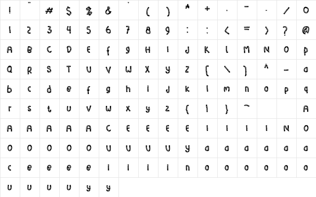 Fishing Trick Regular  glyph index