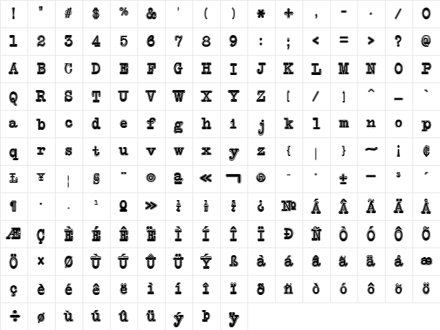 NeoBulletin College Regular  glyph index