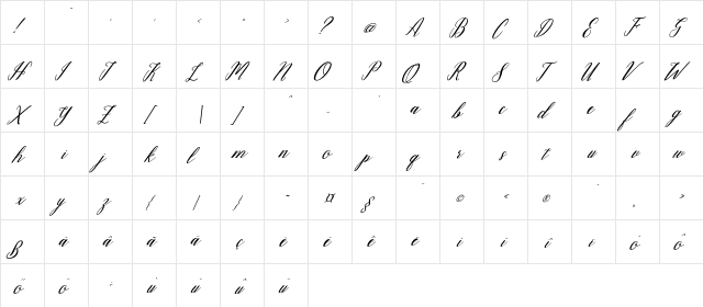 Venezuela Regular  glyph index