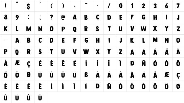 DK Longreach Regular  glyph index