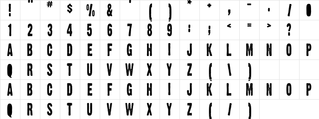 VirginiaPlain Regular  glyph index