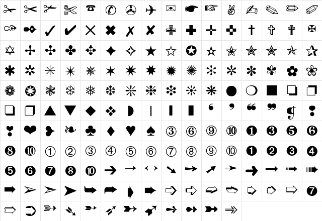 Great Dings-Thin Regular  glyph index