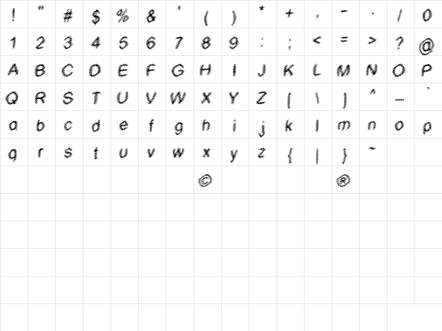 WTF Regular  glyph index