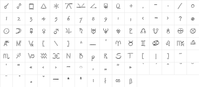 Widget Outline  glyph index