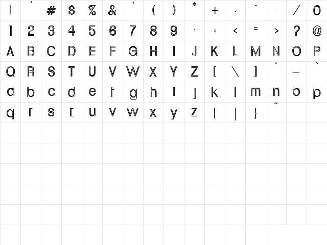 Core 5 Regular  glyph index