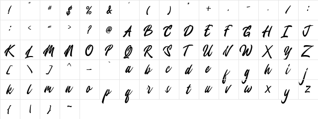 Jesselyne Regular  glyph index