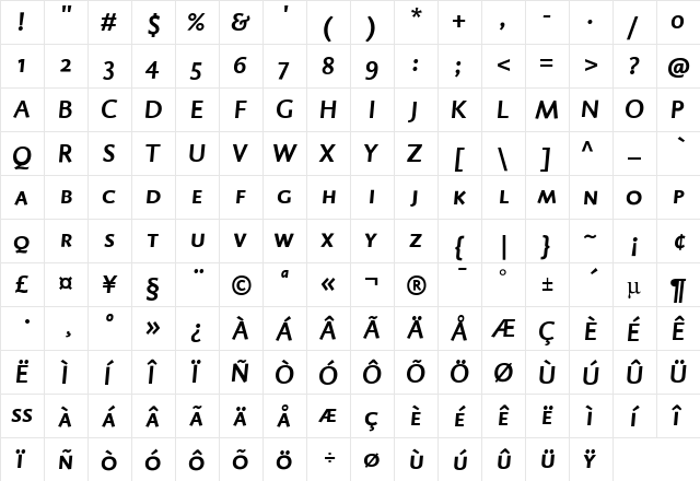 DTLCaspariTCaps Regular  glyph index