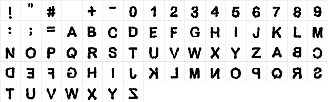 Delirium Regular  glyph index