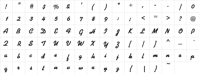 Christe Regular  glyph index
