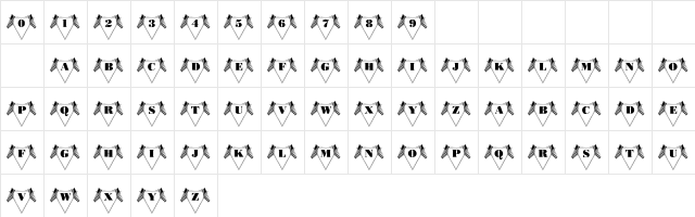 101! All American Regular  glyph index