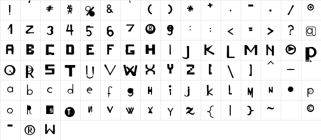 acogessic Regular  glyph index
