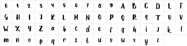 Amavos Regular  glyph index