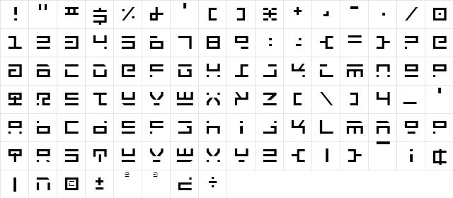Rocket Type Light Light  glyph index