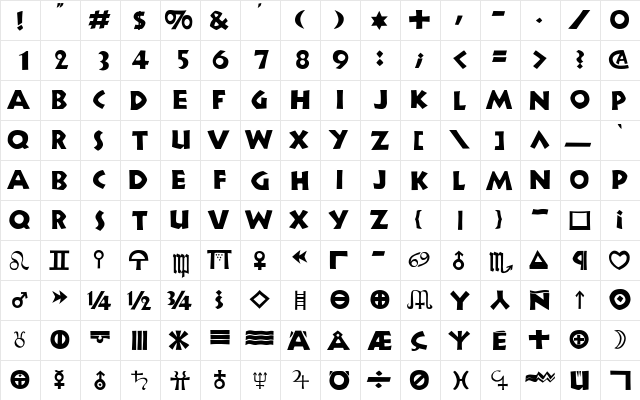 AINeuland Medium  glyph index