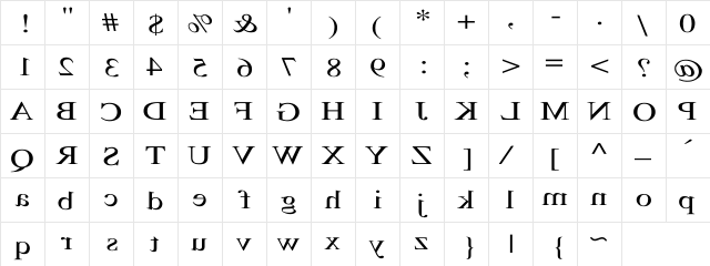 RSTimesMirror Wd Regular  glyph index