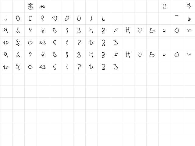Vik-Minbari Bold  glyph index