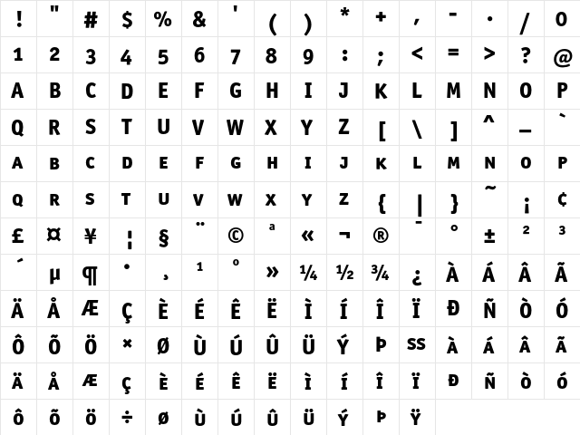 OfficinaSansITC ExtraBold SC  glyph index