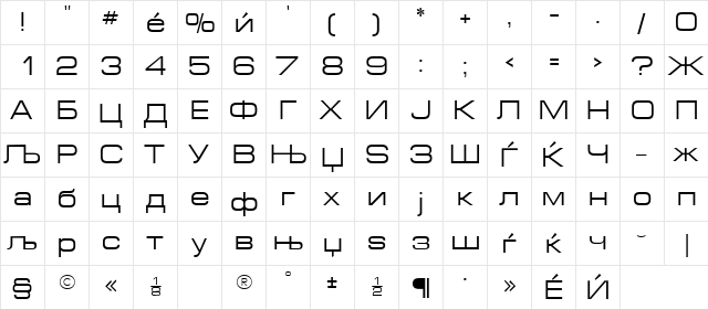 X_Europe Normal  glyph index