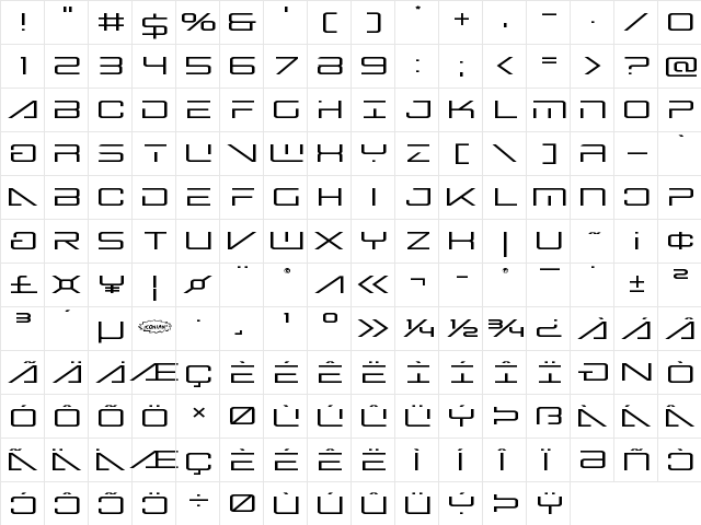 Banshee Pilot Expanded Expanded  glyph index