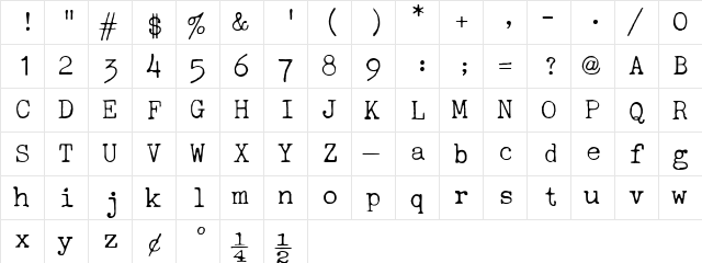 01196b Regular  glyph index