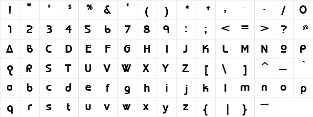 World of Water Regular  glyph index