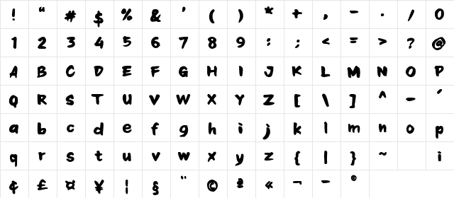 Tasty Popcorn Personal use Bold  glyph index