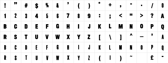 Long Haired Freaky People Regular  glyph index