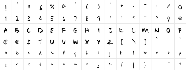 Samurai Warrior Regular  glyph index