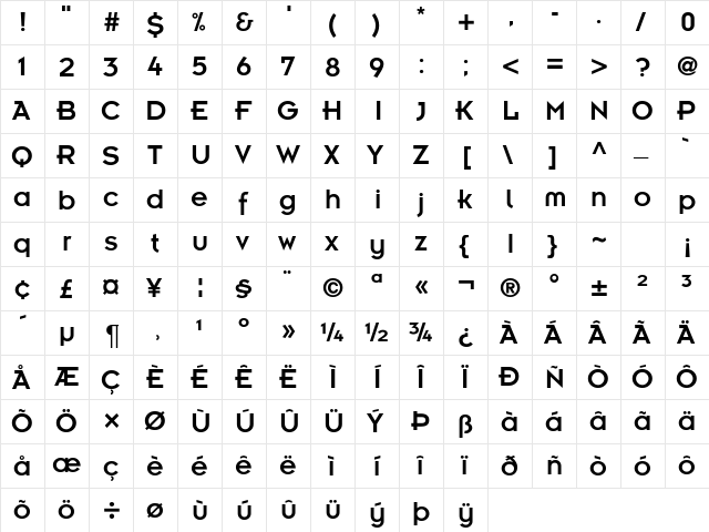 InsightDB Normal  glyph index