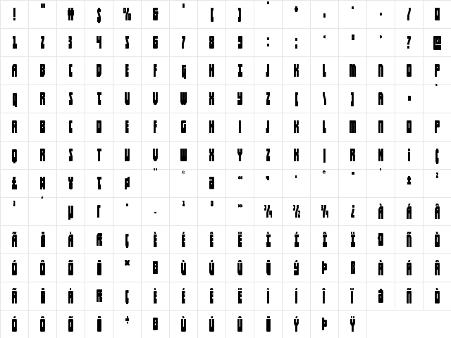 Elastic Lad Regular  glyph index