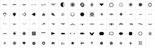 WWDesigns Regular  glyph index