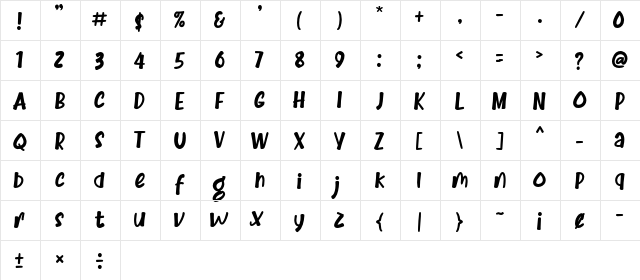 Brandon Bromley Regular  glyph index