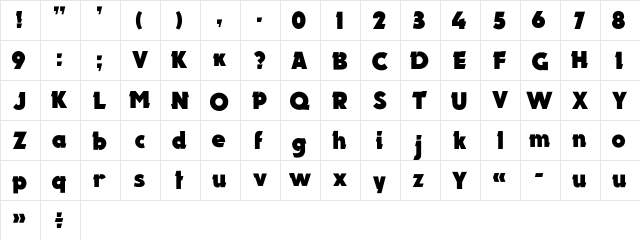 ElectronC Regular  glyph index