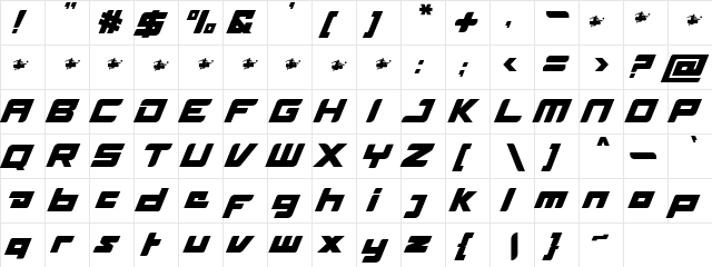 Sportypo Regular  glyph index
