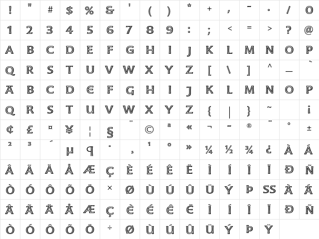 Moonglow Extended  glyph index