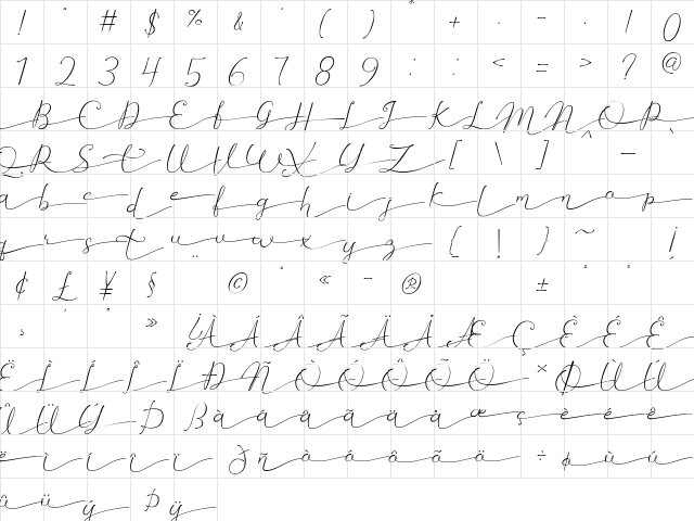 Betti Regular  glyph index