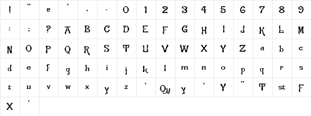 Flemish-Normal Wd Regular  glyph index