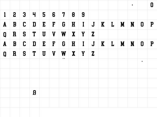 College Block 2.0 Regular  glyph index