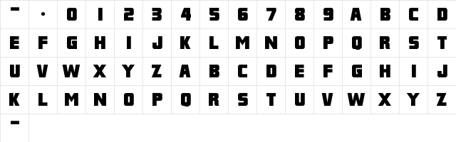 Franklin M54 Regular  glyph index