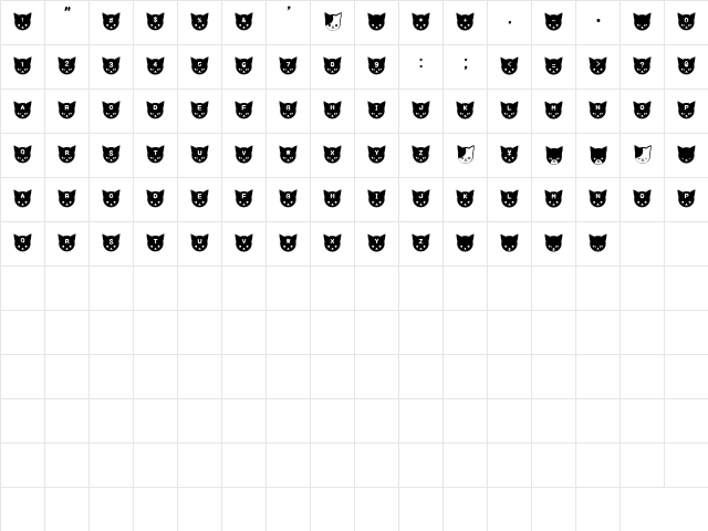 cat-chy Regular  glyph index