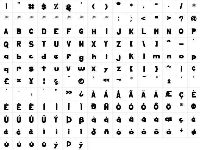 hollow mummy - Personal Use Regular  glyph index